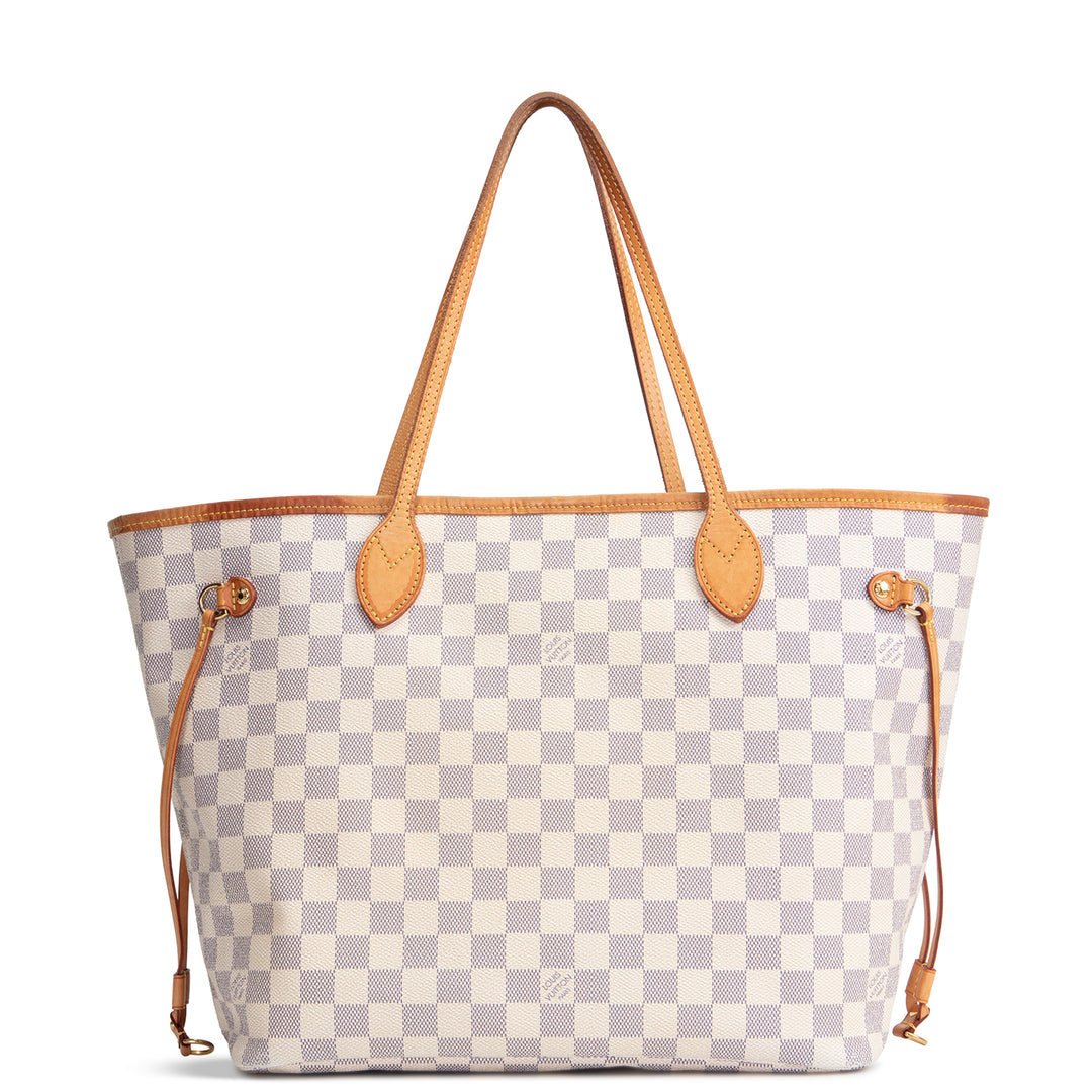 LOUIS VUITTON Neverfull MM Damier Azur w/ Pouch