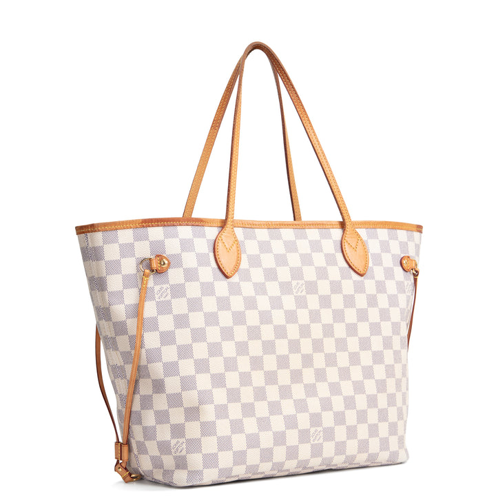 LOUIS VUITTON Neverfull MM Damier Azur w/ Pouch