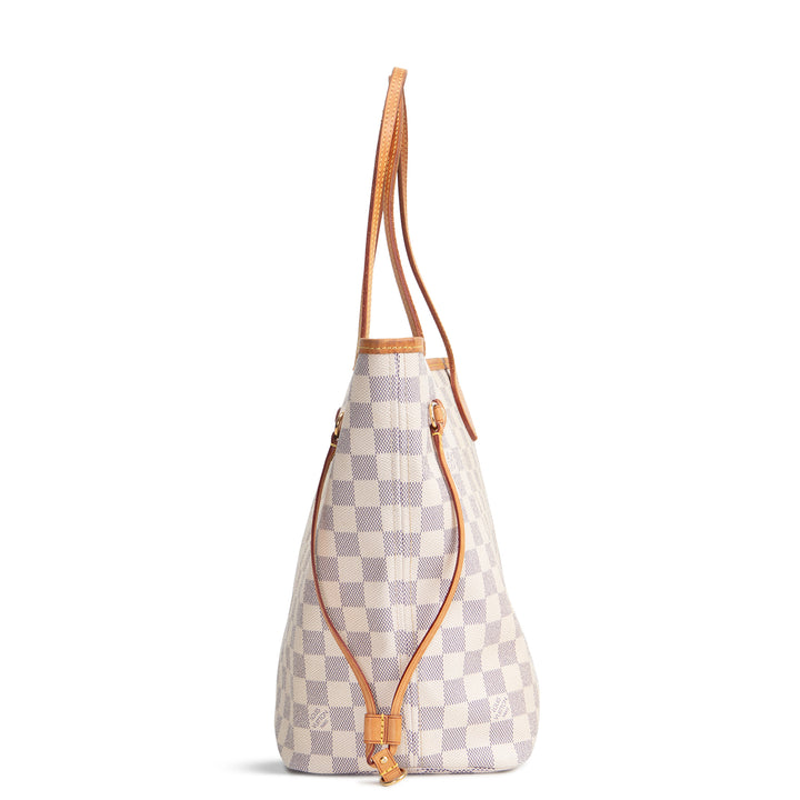 LOUIS VUITTON Neverfull MM Damier Azur w/ Pouch
