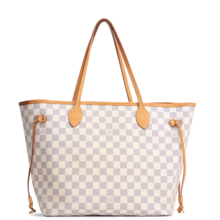 LOUIS VUITTON Neverfull MM Damier Azur w/ Pouch