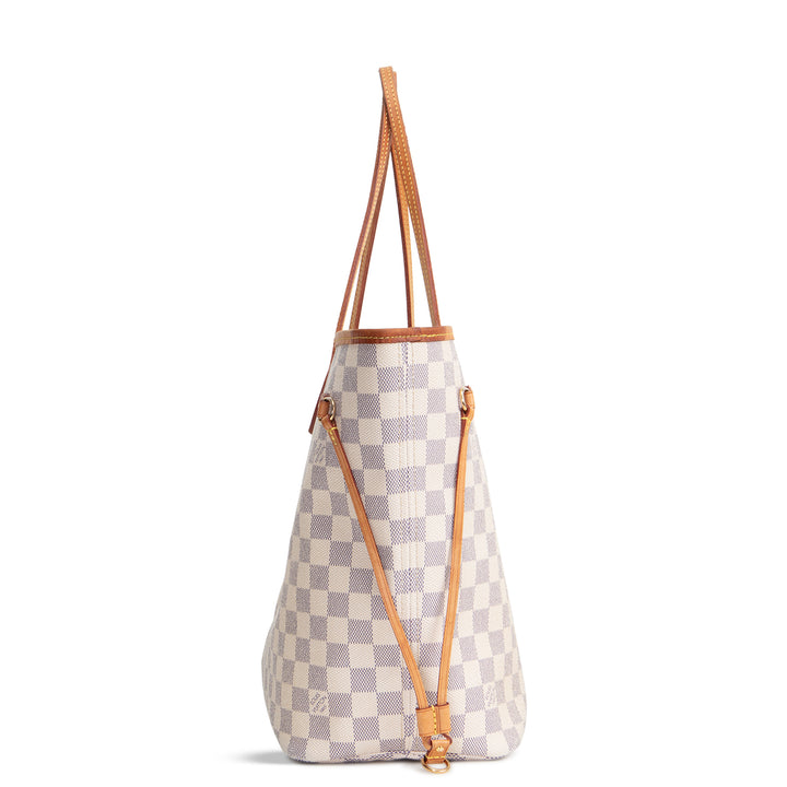 LOUIS VUITTON Neverfull MM Damier Azur w/ Pouch