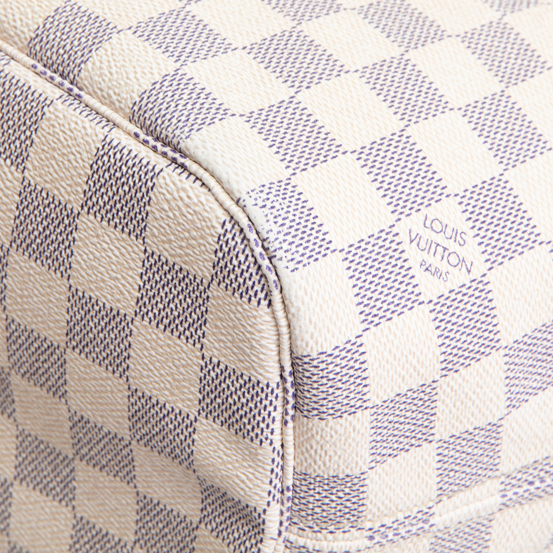 LOUIS VUITTON Neverfull MM Damier Azur w/ Pouch