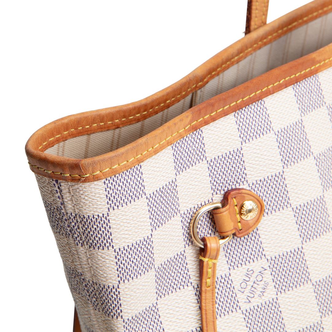 LOUIS VUITTON Neverfull MM Damier Azur w/ Pouch