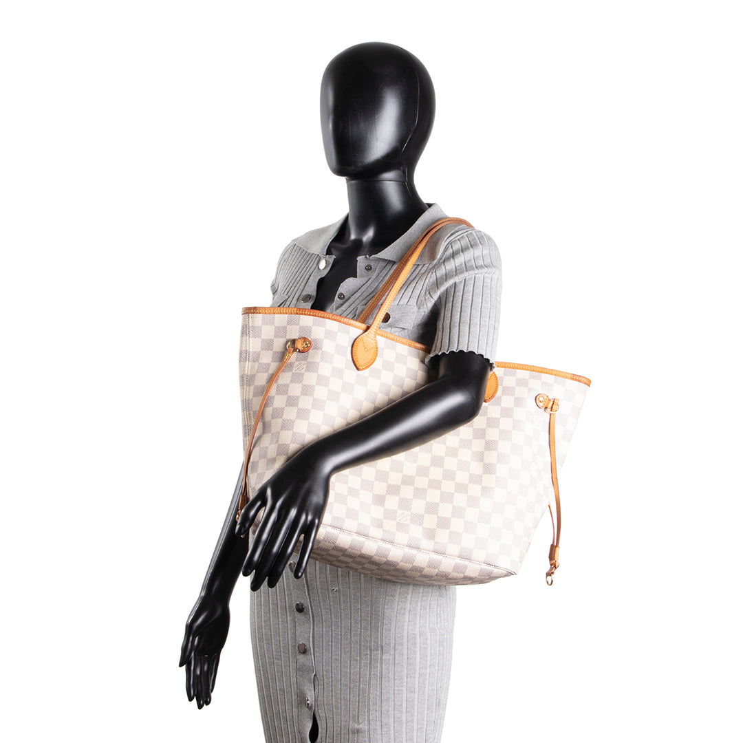 LOUIS VUITTON Neverfull MM Damier Azur w/ Pouch