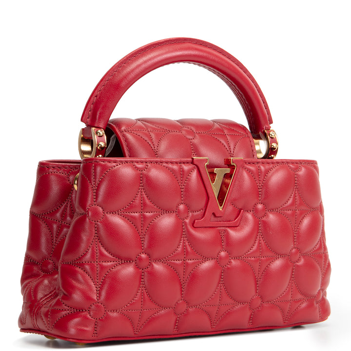 LOUIS VUITTON Capucines East West Mini - Lipstick Red Bloom Effect