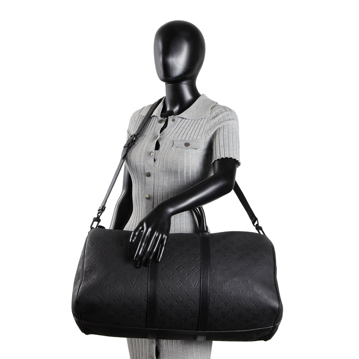 LOUIS VUITTON Taurillon Keepall Bandouliere 50 - Black