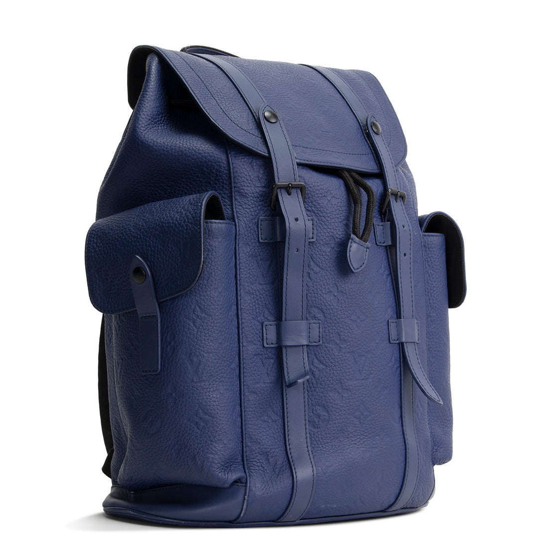 LOUIS VUITTON Monogram Taurillon Christopher MM - Blue