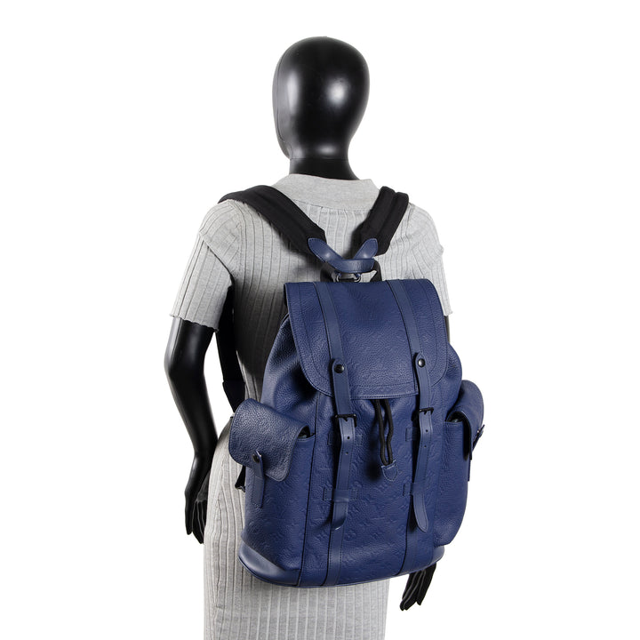 LOUIS VUITTON Monogram Taurillon Christopher MM - Blue