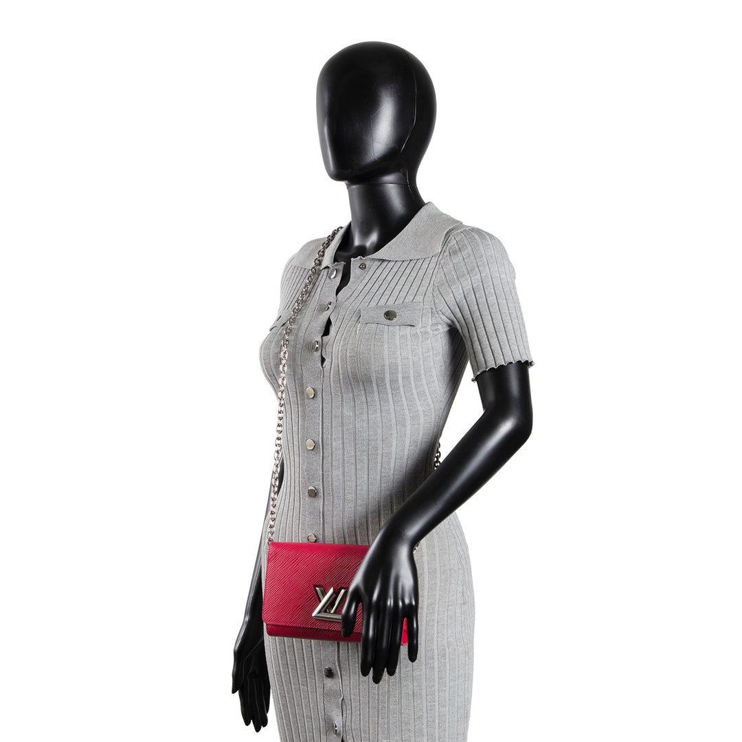 LOUIS VUITTON Epi Leather Twist Wallet on Chain - Fuschia OUTLET FINAL SALE