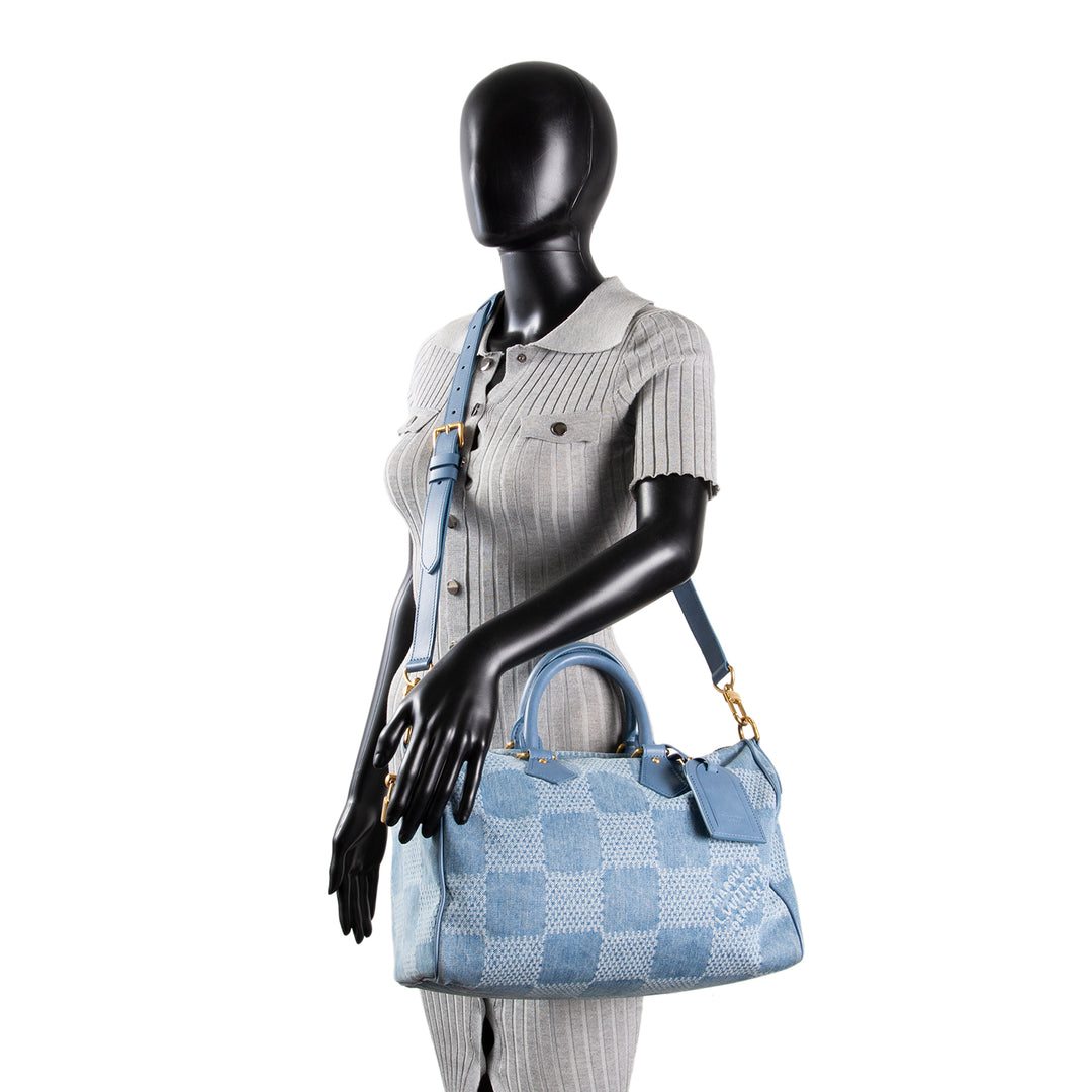 LOUIS VUITTON Damier Denim 3D Speedy Bandouliere 30 - Blue