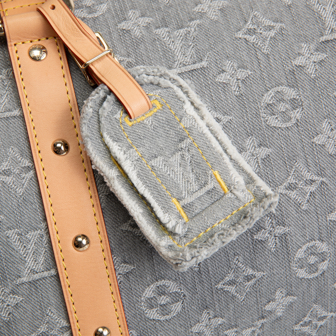 LOUIS VUITTON Keepall Bandouliere 45 Denim Studded - Cloudy Grey