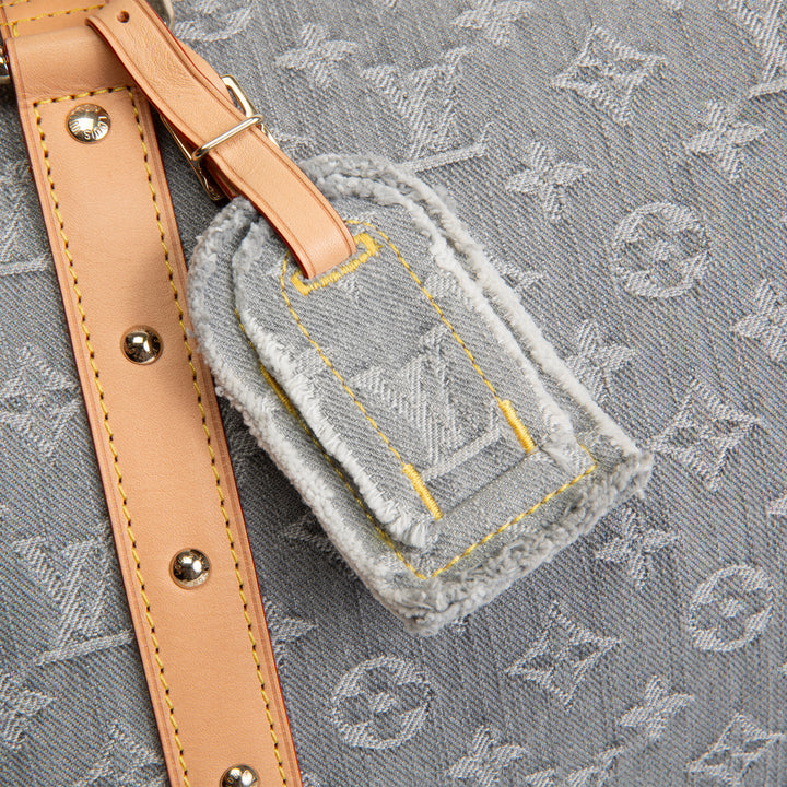 LOUIS VUITTON Keepall Bandouliere 45 Denim Studded - Cloudy Grey