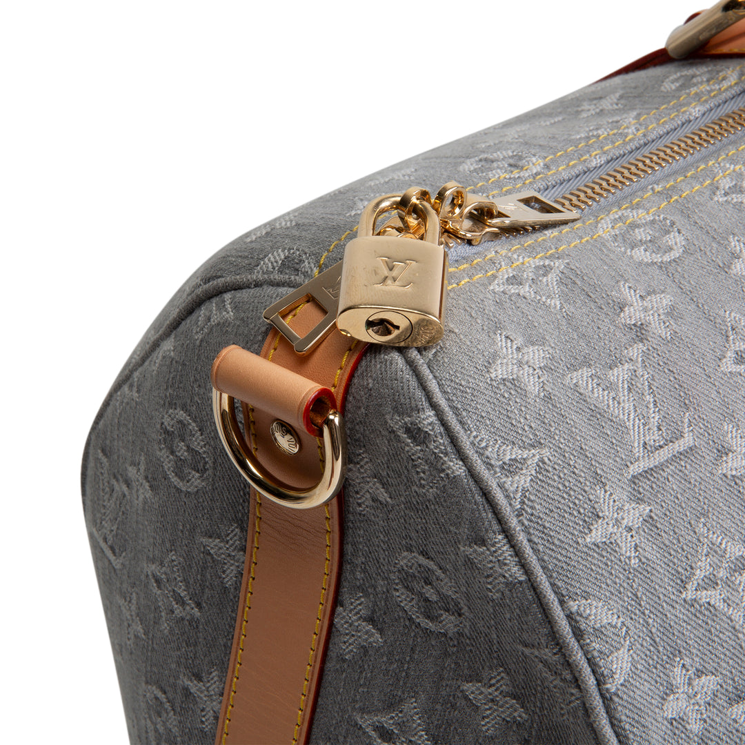 LOUIS VUITTON Keepall Bandouliere 45 Denim Studded - Cloudy Grey