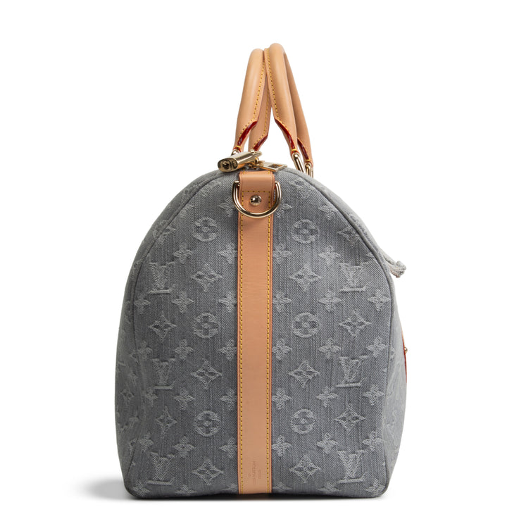 LOUIS VUITTON Keepall Bandouliere 45 Denim Studded - Cloudy Grey