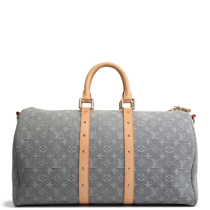 LOUIS VUITTON Keepall Bandouliere 45 Denim Studded - Cloudy Grey