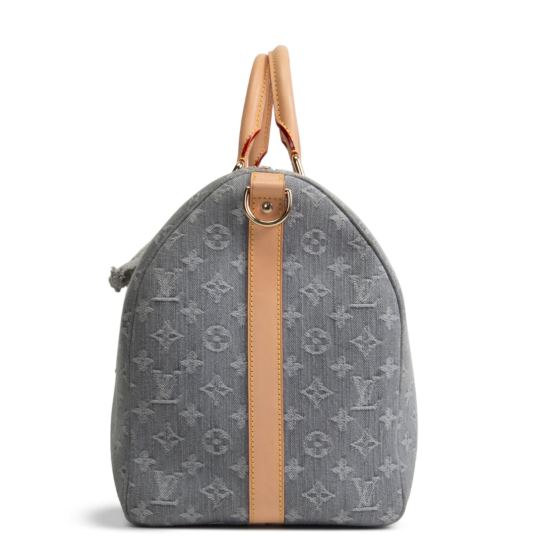 LOUIS VUITTON Keepall Bandouliere 45 Denim Studded - Cloudy Grey
