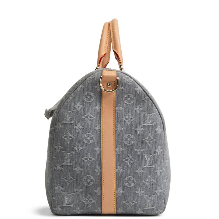 LOUIS VUITTON Keepall Bandouliere 45 Denim Studded - Cloudy Grey