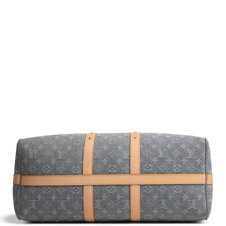 LOUIS VUITTON Keepall Bandouliere 45 Denim Studded - Cloudy Grey