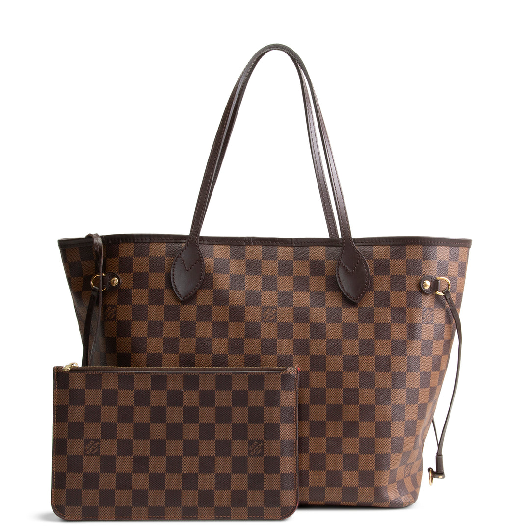 LOUIS VUITTON Neverfull MM Damier Ebene w/ Pouch OUTLET FINAL SALE