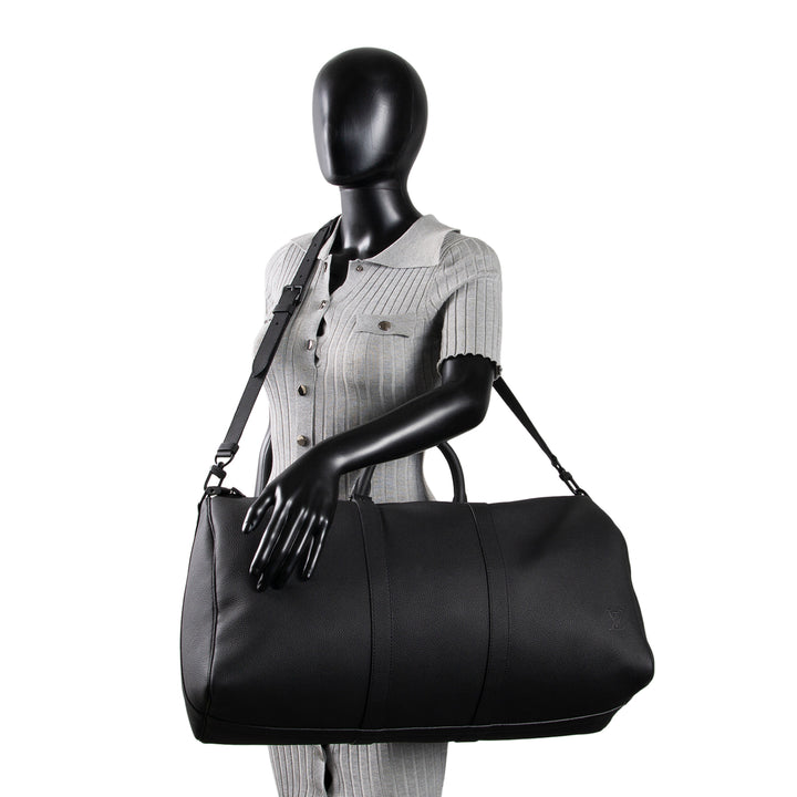 LOUIS VUITTON Taurillon Leather Keepall Bandouliere 50 - Black