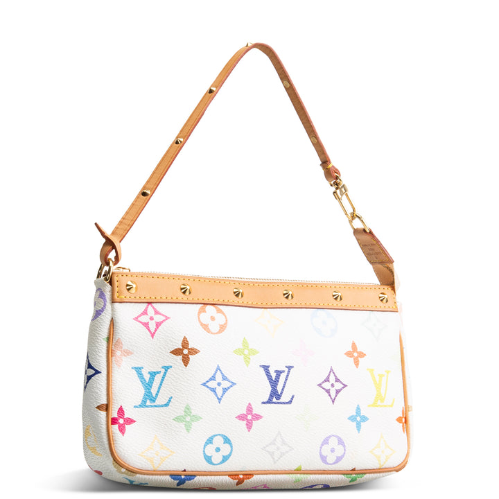 LOUIS VUITTON Vintage Monogram Multicolore Pochette Accessoires - White