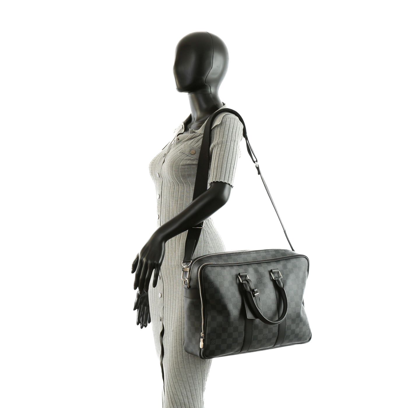 LOUIS VUITTON SHW Icare Briefcase Shoulder Handbag N23253 Damier Graphite  Black
