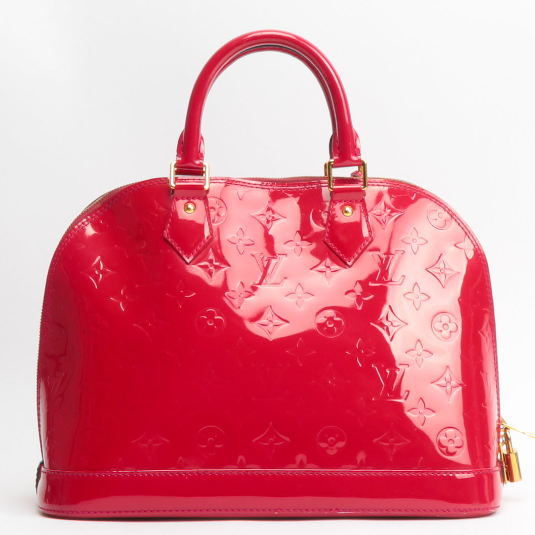 Red Louis Vuitton Monogram Vernis Alma PM Handbag