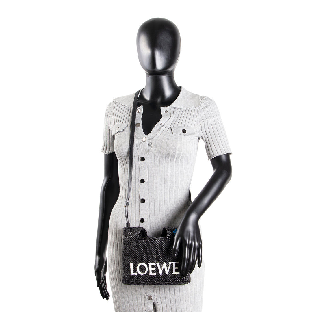LOEWE Raffia Font Mini Tote - Black