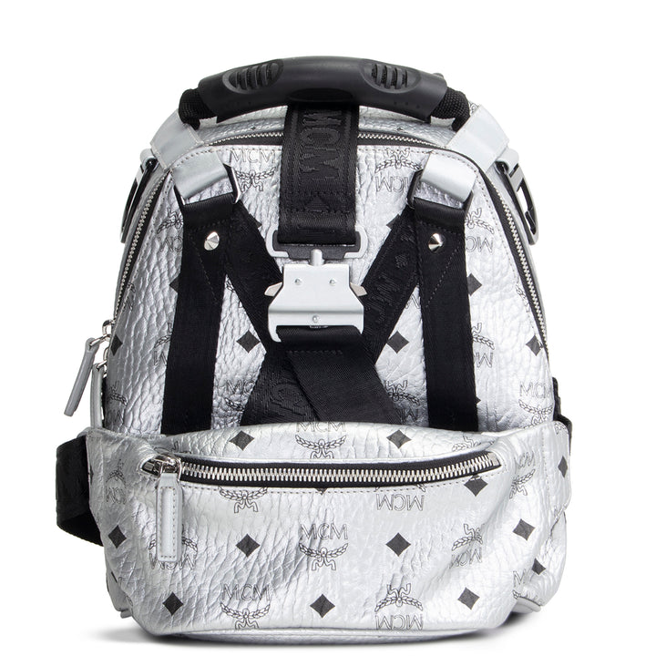 MCM Visetos Jemison Convertible Belt Bag / Backpack - Metallic Silver