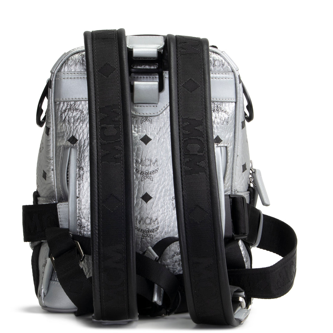 MCM Visetos Jemison Convertible Belt Bag / Backpack - Metallic Silver