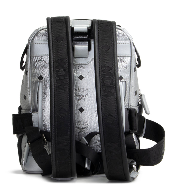 MCM Visetos Jemison Convertible Belt Bag / Backpack - Metallic Silver