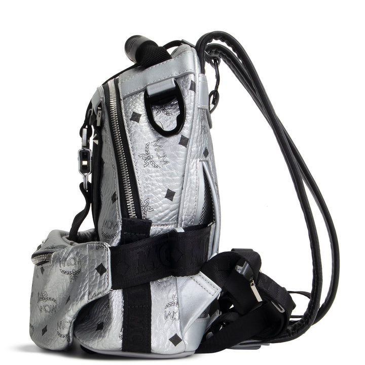 MCM Visetos Jemison Convertible Belt Bag / Backpack - Metallic Silver
