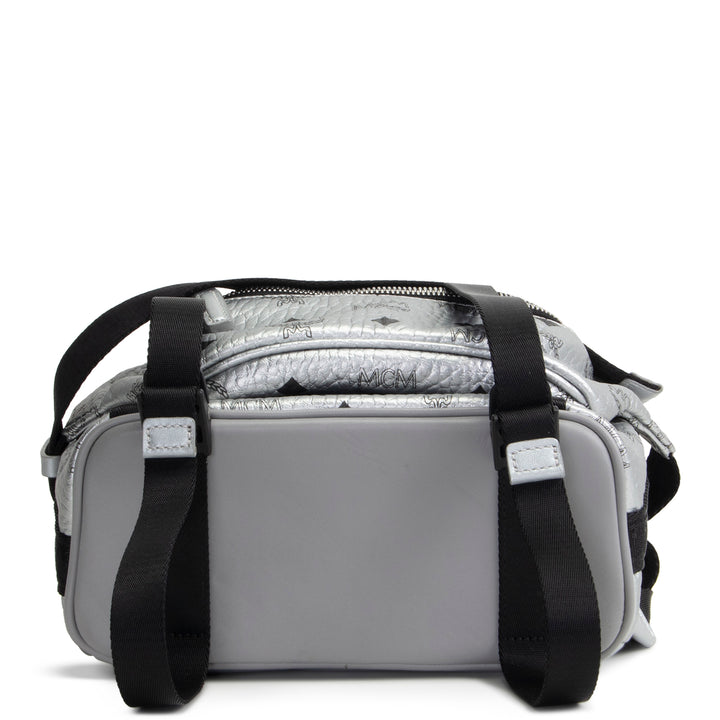 MCM Visetos Jemison Convertible Belt Bag / Backpack - Metallic Silver
