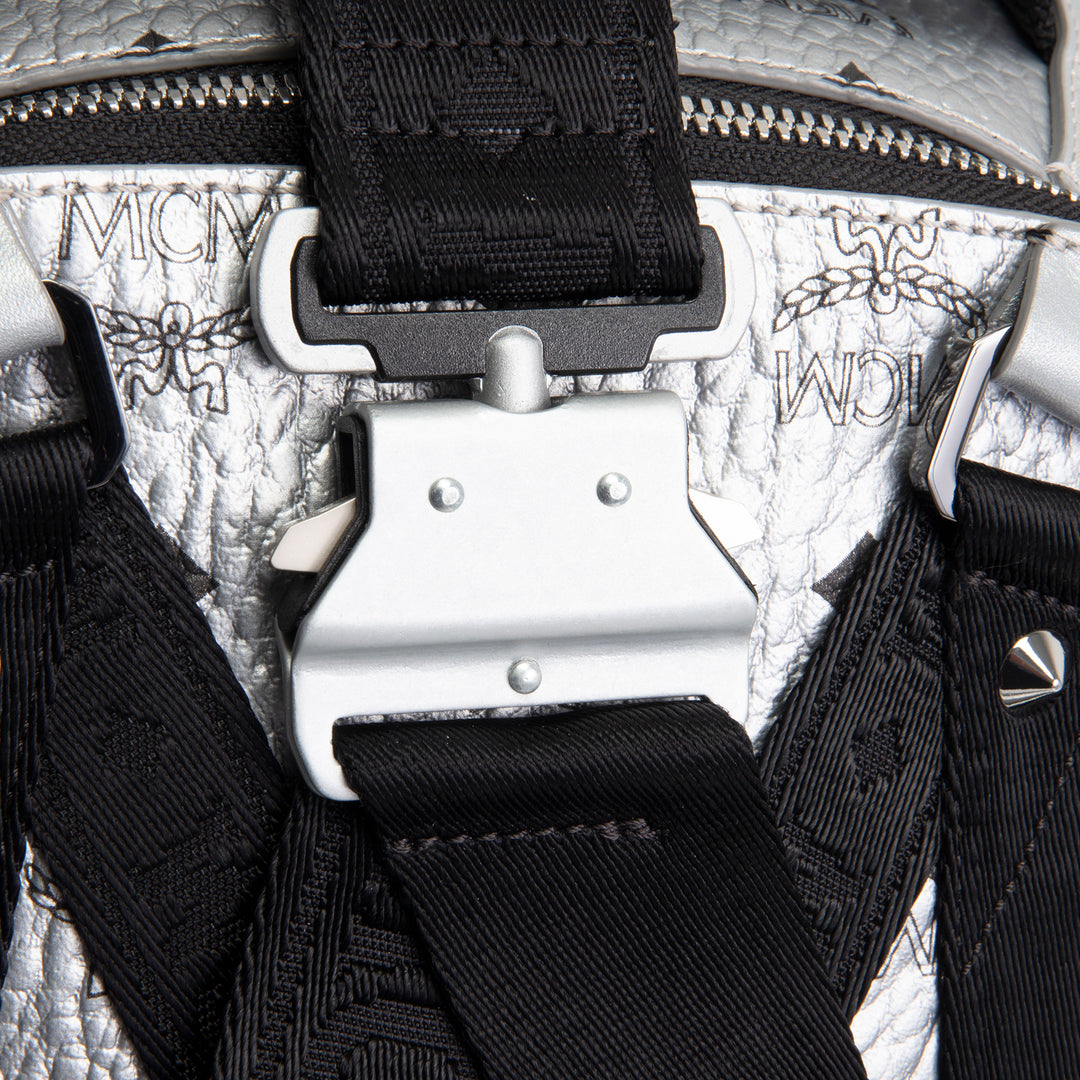 MCM Visetos Jemison Convertible Belt Bag / Backpack - Metallic Silver