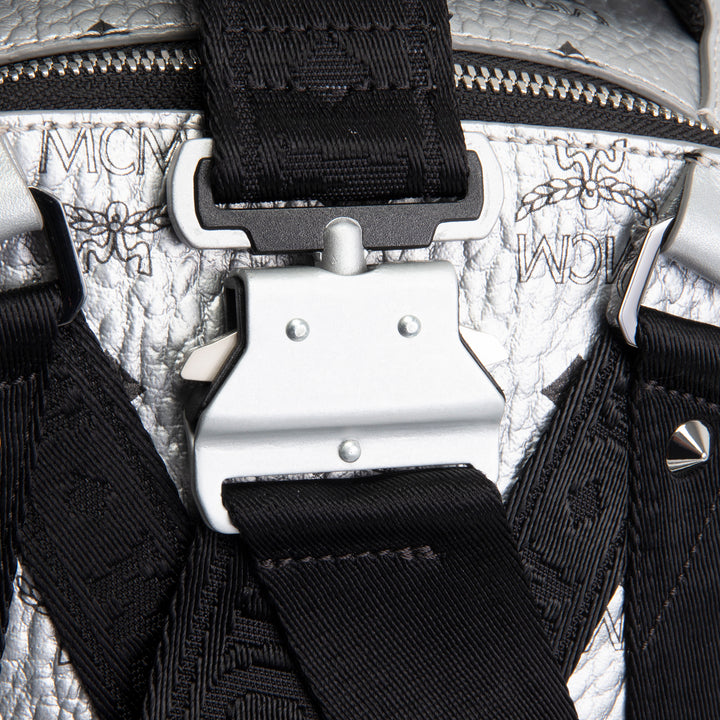 MCM Visetos Jemison Convertible Belt Bag / Backpack - Metallic Silver