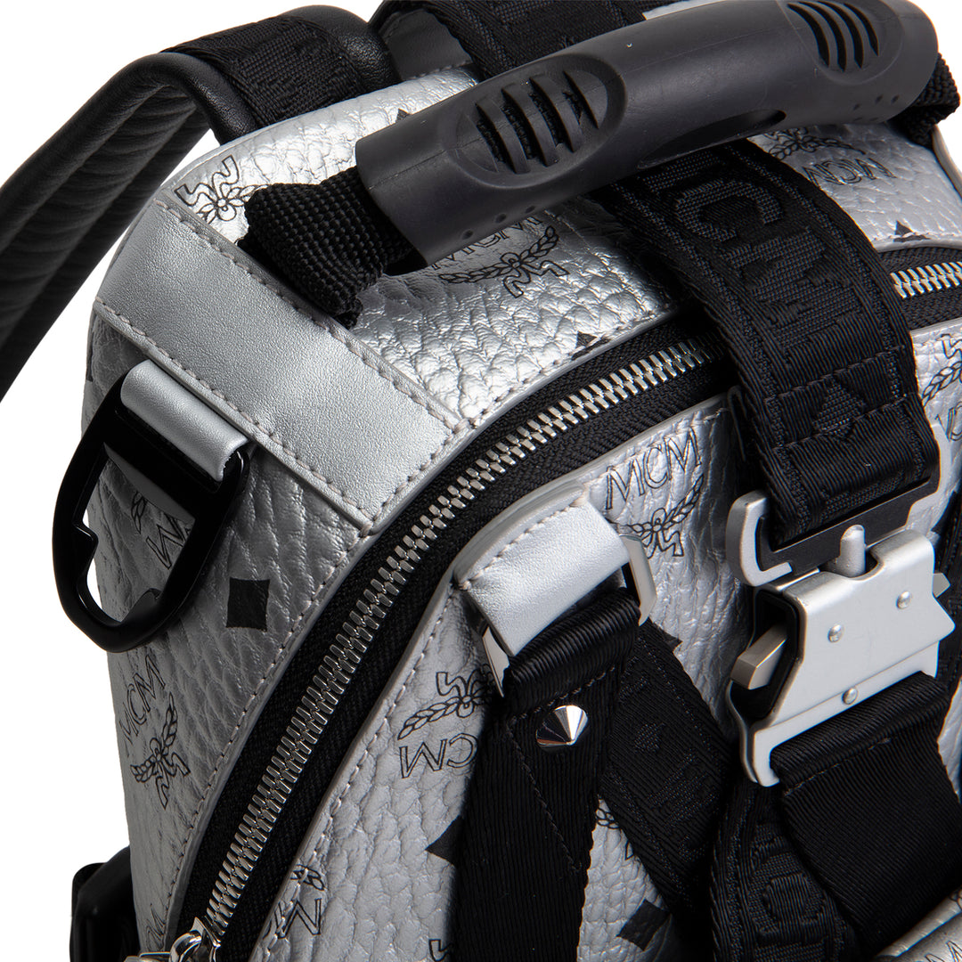 MCM Visetos Jemison Convertible Belt Bag / Backpack - Metallic Silver