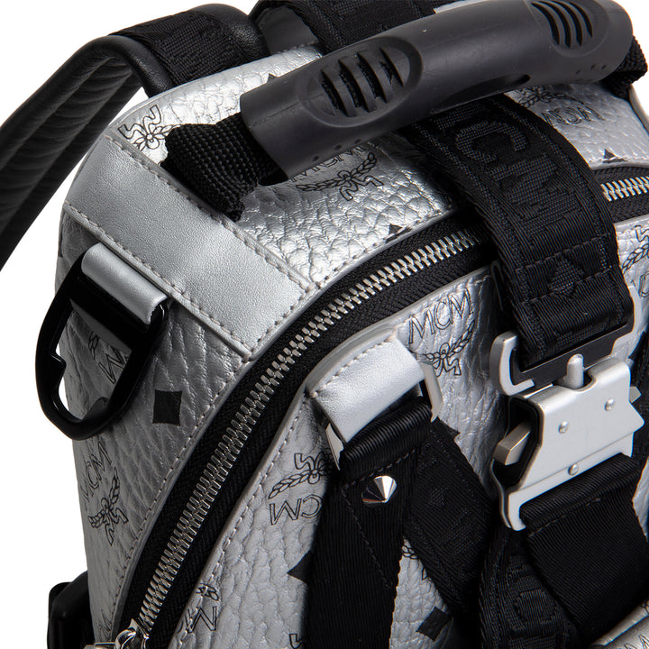 MCM Visetos Jemison Convertible Belt Bag / Backpack - Metallic Silver