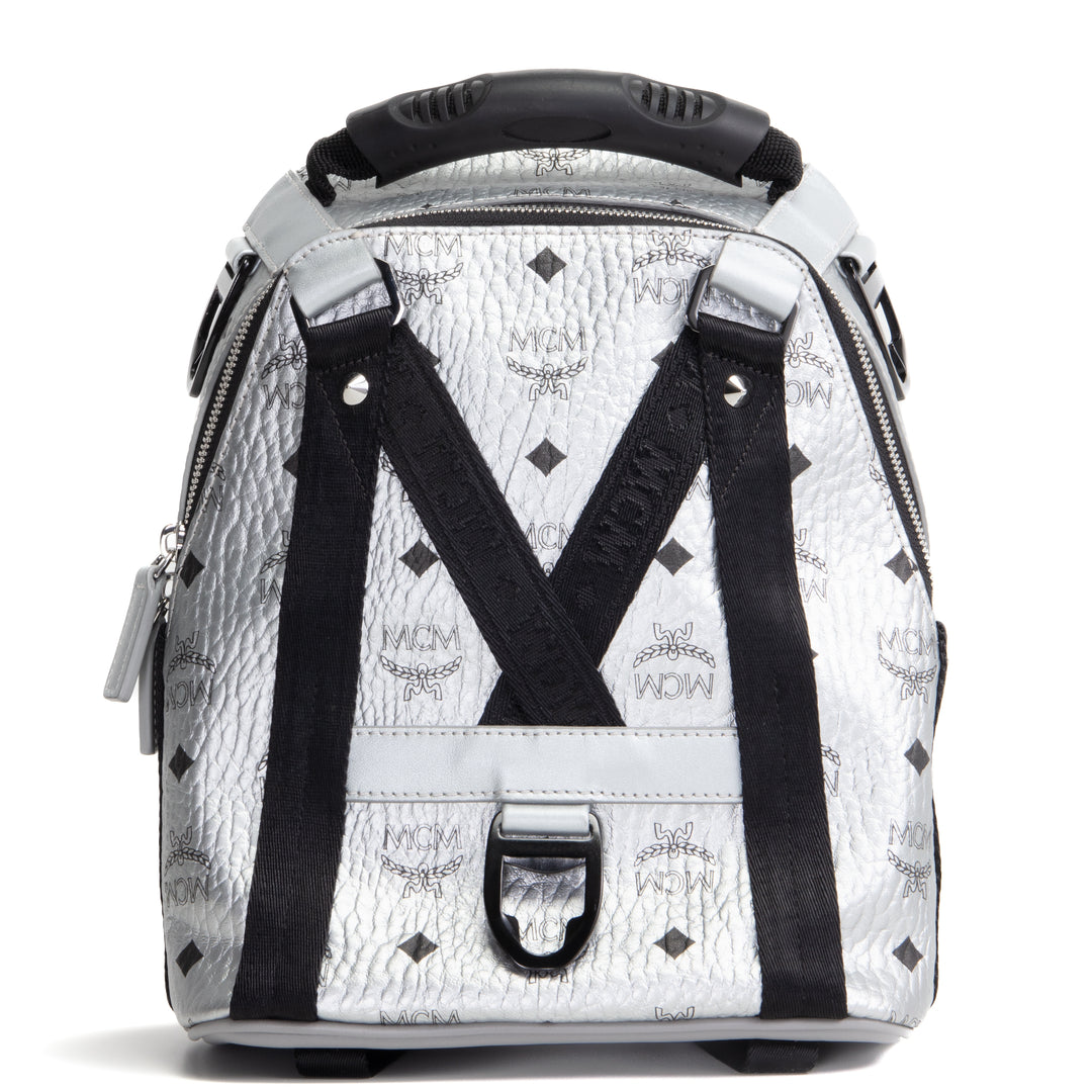 MCM Visetos Jemison Convertible Belt Bag / Backpack - Metallic Silver