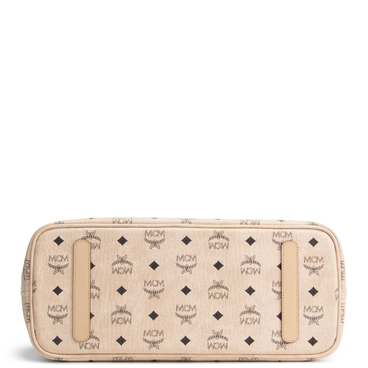 MCM Visetos Zipper Tote - Beige