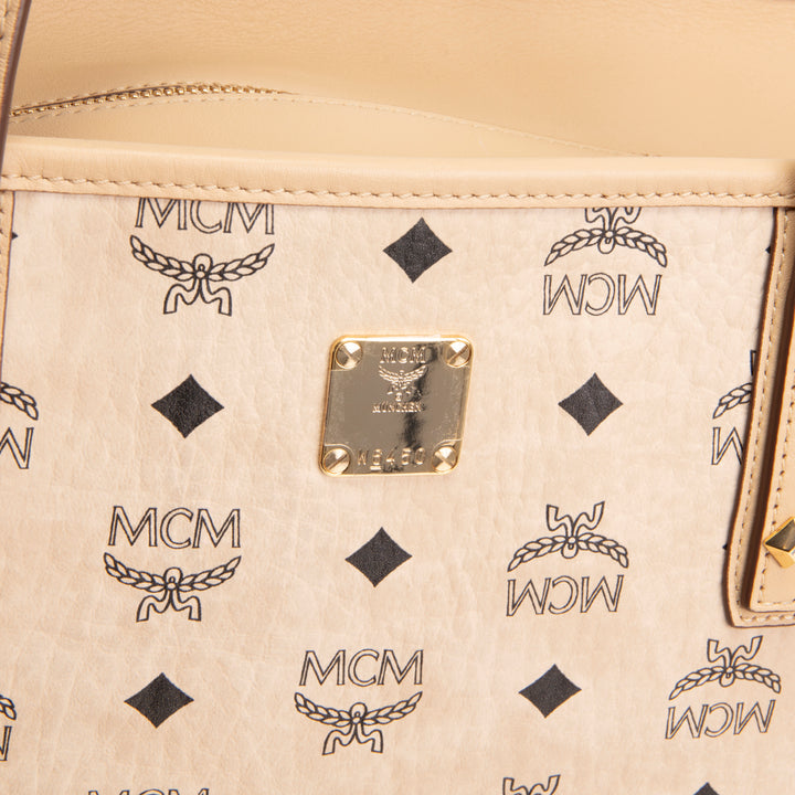 MCM Visetos Zipper Tote - Beige
