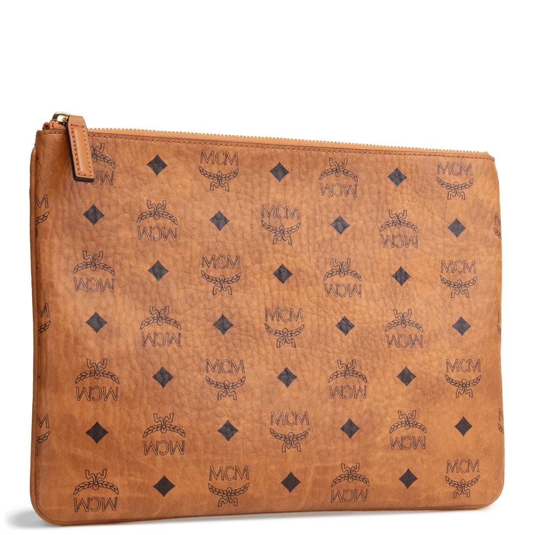 MCM Visetos Pouch Crossbody - Cognac