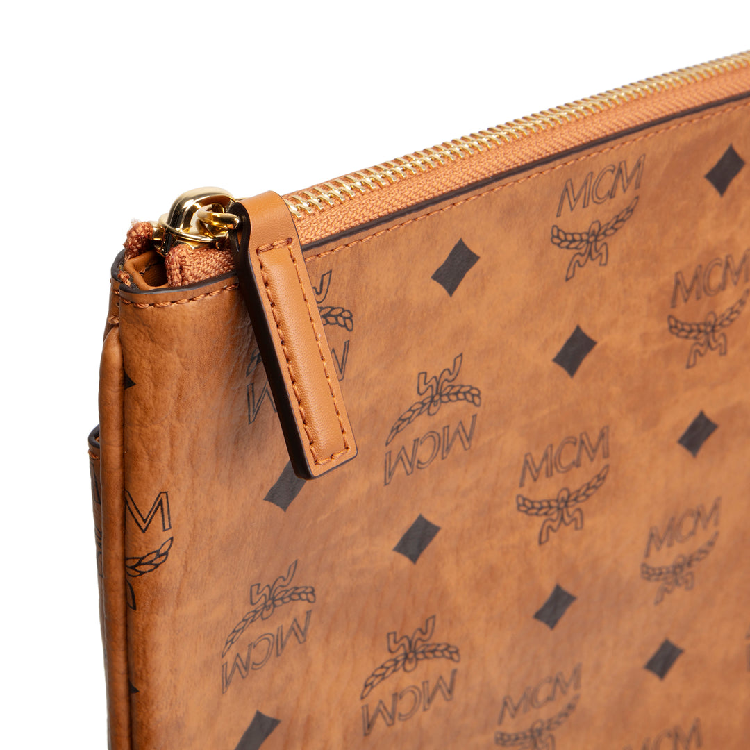 MCM Visetos Pouch Crossbody - Cognac