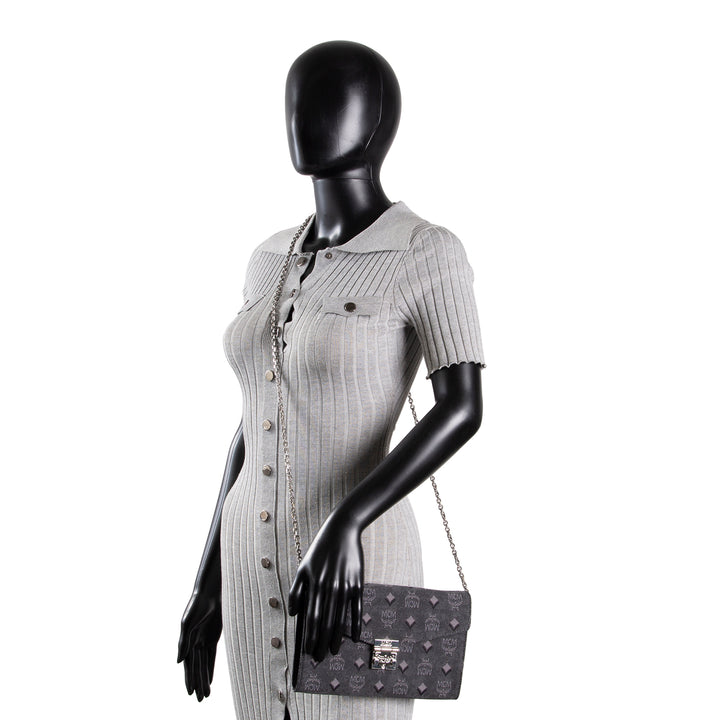 MCM Denim Visetos Aren Crossbody - Black