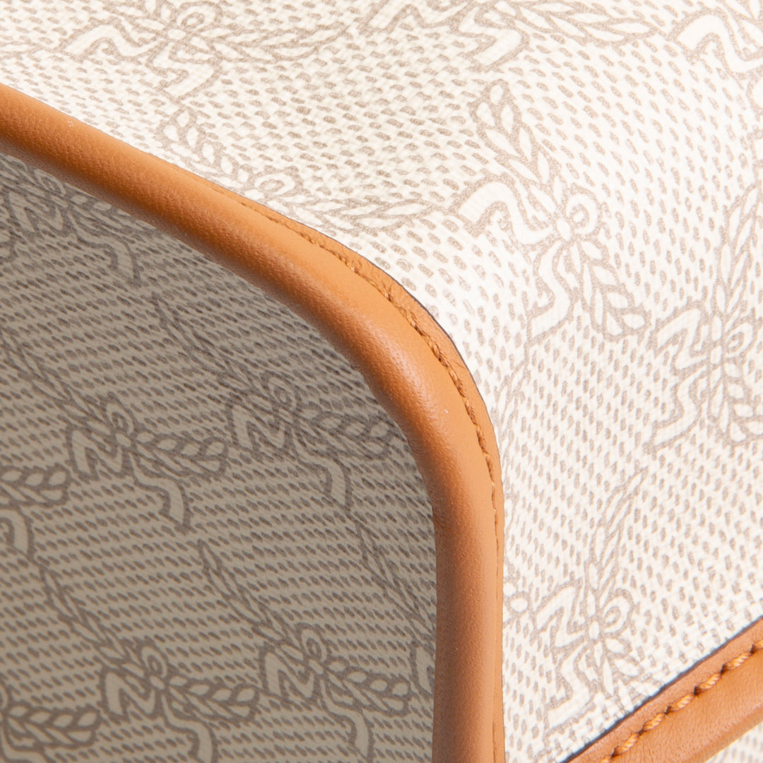MCM Coated Canvas Lauretos Shopper Mini - Cream