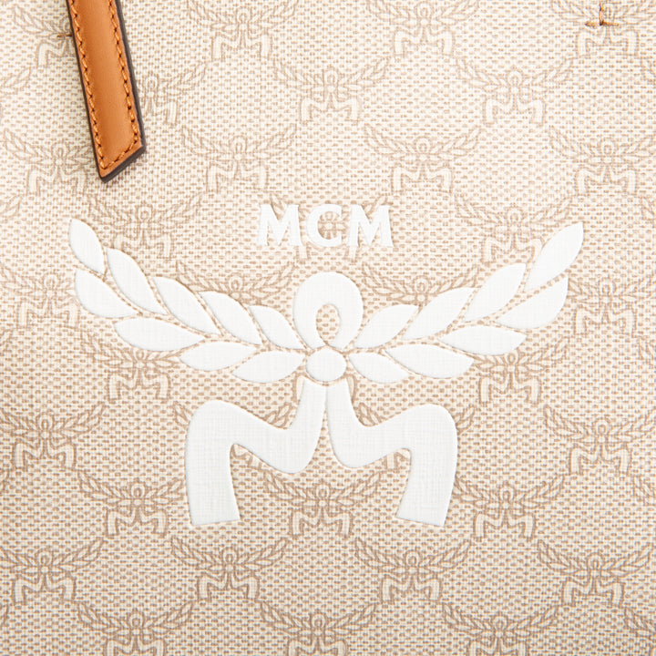 MCM Coated Canvas Lauretos Shopper Mini - Cream