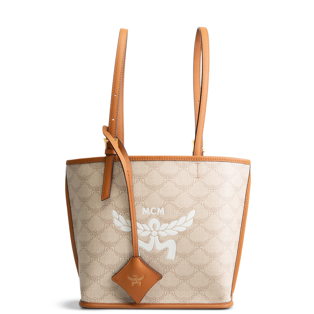 MCM Coated Canvas Lauretos Shopper Mini - Cream