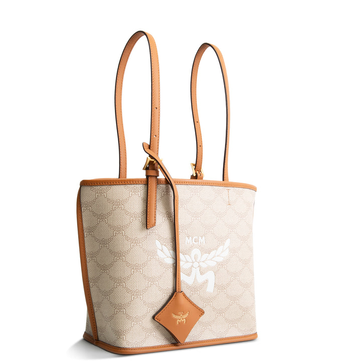 MCM Coated Canvas Lauretos Shopper Mini - Cream