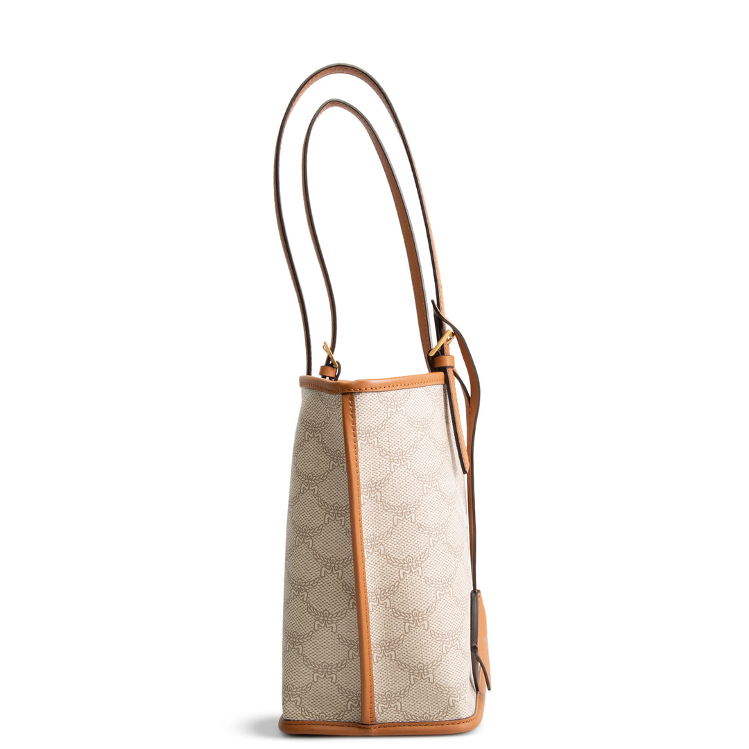 MCM Coated Canvas Lauretos Shopper Mini - Cream