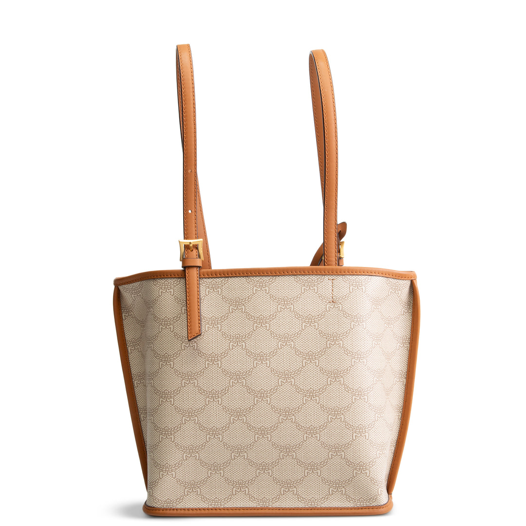 MCM Coated Canvas Lauretos Shopper Mini - Cream