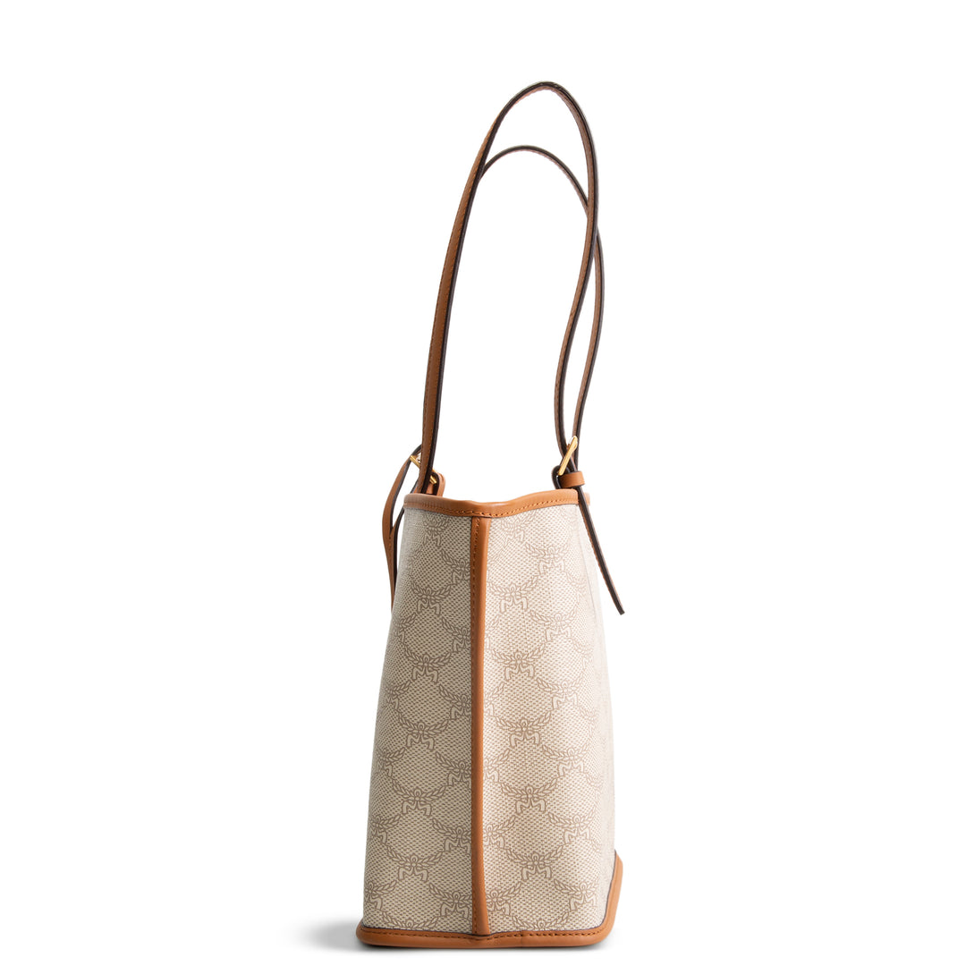 MCM Coated Canvas Lauretos Shopper Mini - Cream